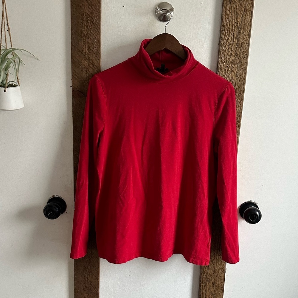 Talbots Red Cotton Spandex Turtleneck Sweater Like New Women’s Size Large